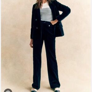 SEZANE navy velvet trousers